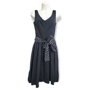 Lucky 13 Black Sleeveless Midi Dress With Polka Dot Belt Size SMALL